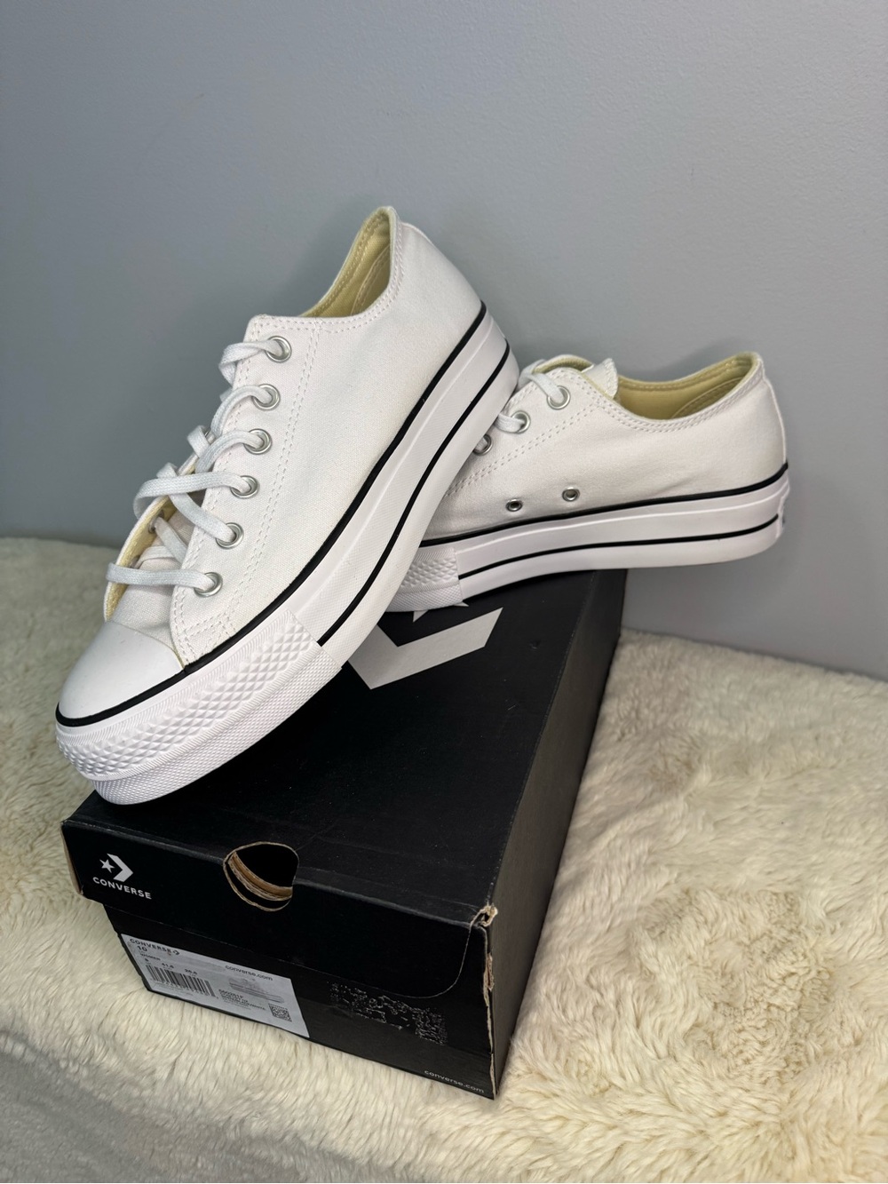 Converse Chuck Taylor Lift Ox Platform White/Black Women 10 560251F